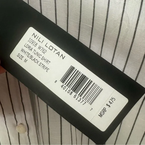 NILI LOTAN Loria Tunic Shirt Dress WITH ORIGINAL TAG Linen Cotton Stripe Size M - Picture 7 of 16